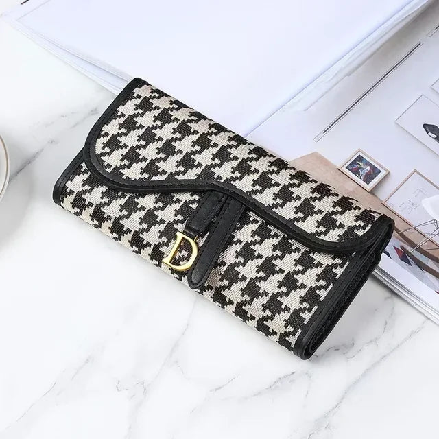 Retro Wallet Women'S Long Large Capacity Buckle Multi Carda Multi Functional Trifold Handbag Card Wallets Coin Purse Cute Wallet