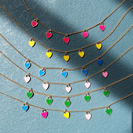 LZ New Fashion Colored Heart Necklace