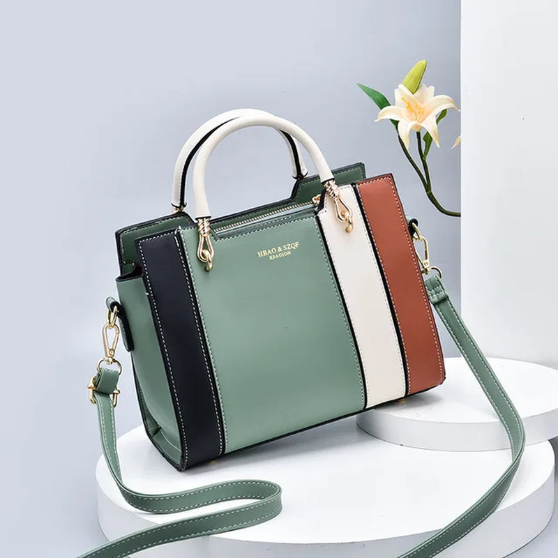 LZ Retro Panelled Color Tote Handbag