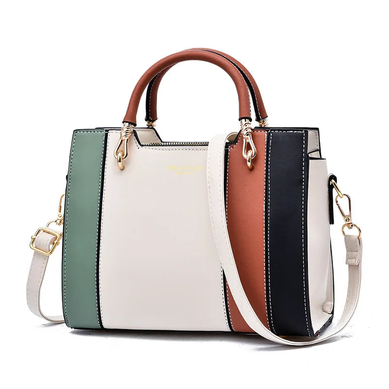 LZ Retro Panelled Color Tote Handbag