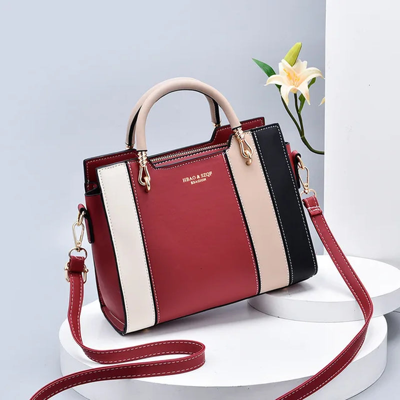 LZ Retro Panelled Color Tote Handbag