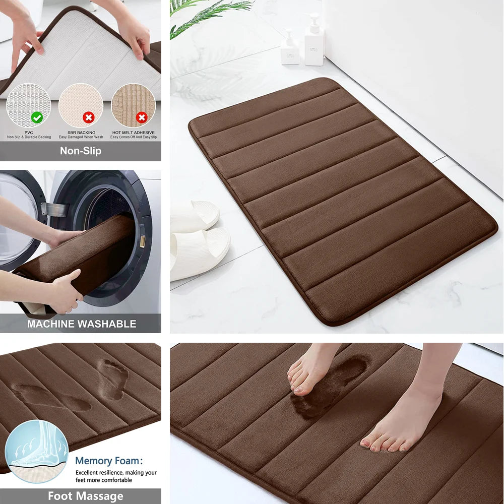 LZ Memory Foam Machine Wash Bath Rug
