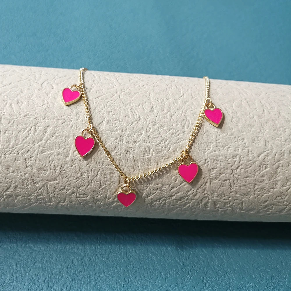 LZ New Fashion Colored Heart Necklace