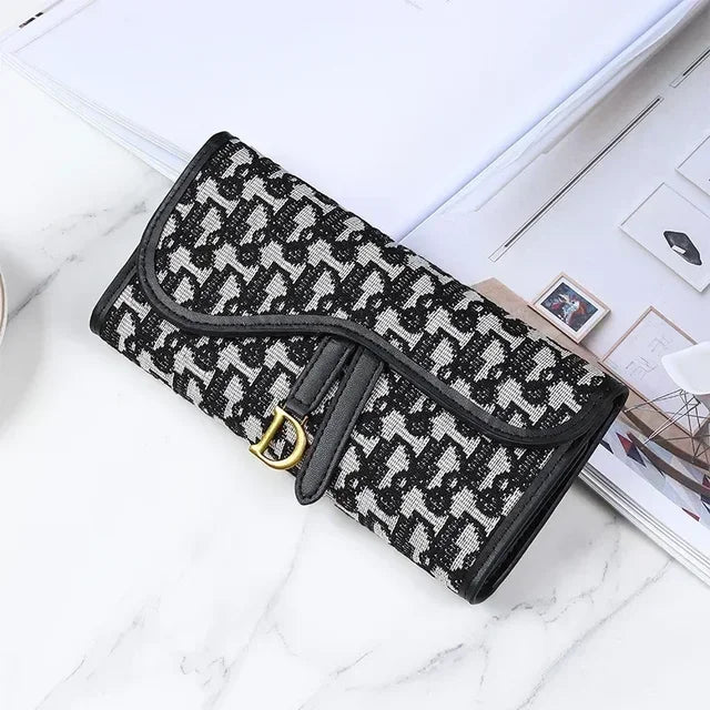Retro Wallet Women'S Long Large Capacity Buckle Multi Carda Multi Functional Trifold Handbag Card Wallets Coin Purse Cute Wallet