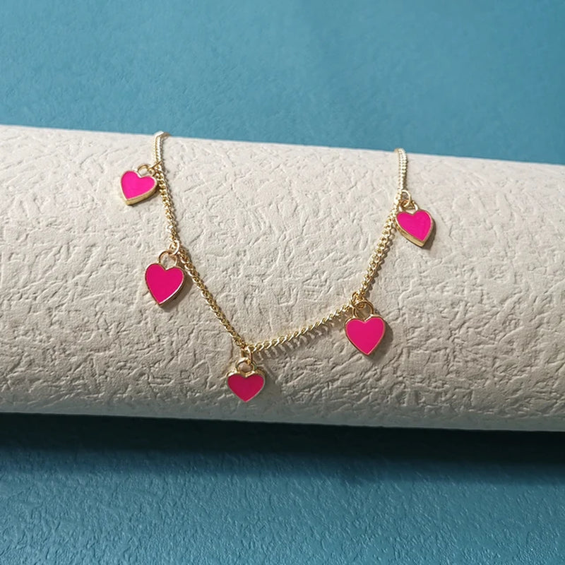 LZ New Fashion Colored Heart Necklace