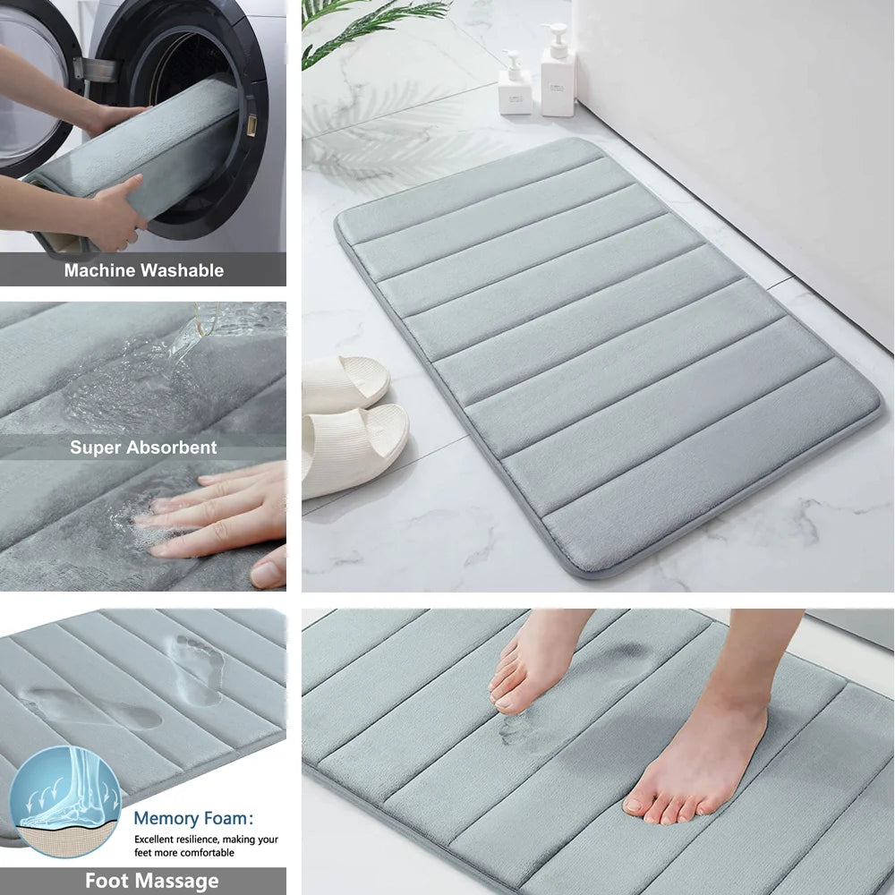 LZ Memory Foam Machine Wash Bath Rug