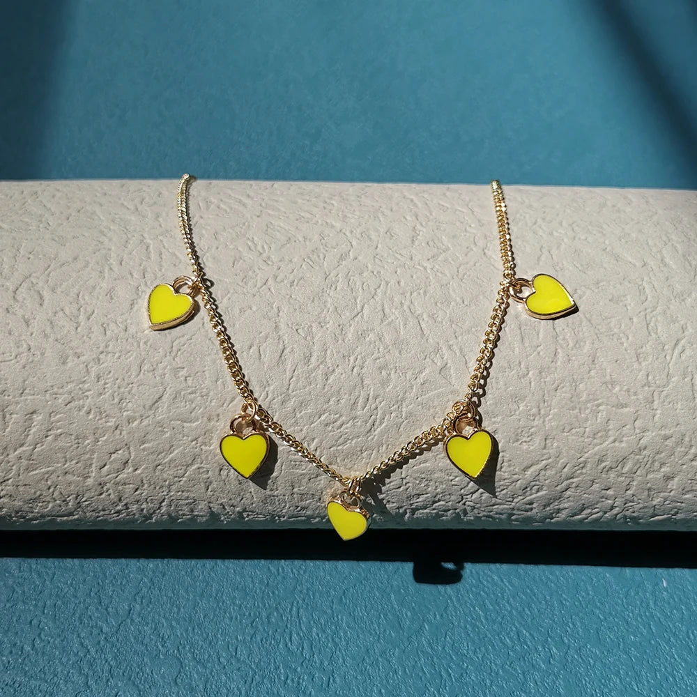 LZ New Fashion Colored Heart Necklace