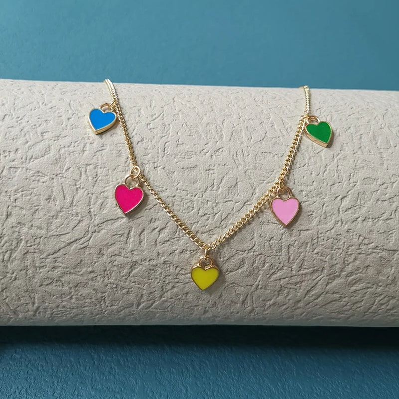 LZ New Fashion Colored Heart Necklace
