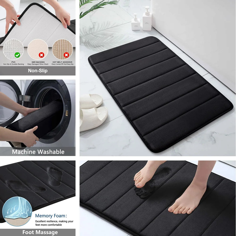 LZ Memory Foam Machine Wash Bath Rug